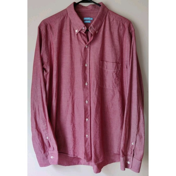 Oxford Other - J McLaughlin Mens Oxford Shirt Red Button Up Long Sleeve Modern Fit Size X-Large